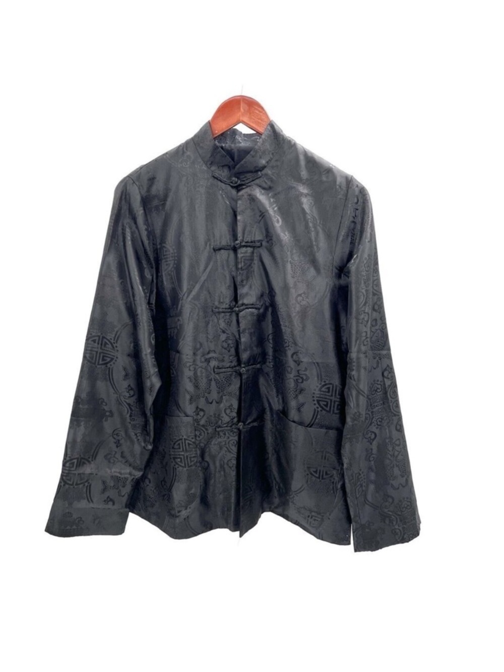 Asian Chinese Black Koi Tang Tang Suit Jacket Long Sleeve